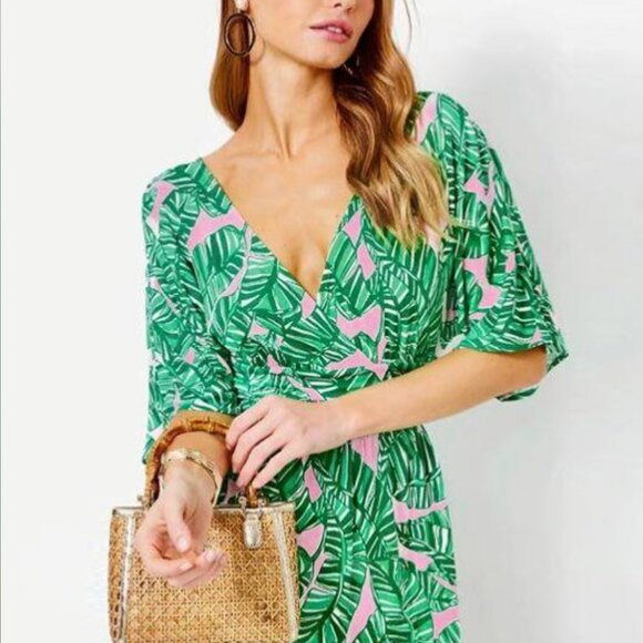 NEW! LILLY PULITZER Brantley Midi Wrap Dress Conch Shell Pink Size M - Picture 3 of 4